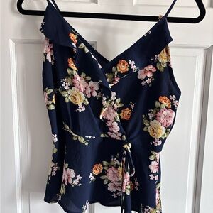 Monteau Navy Floral Camisole Size Medium